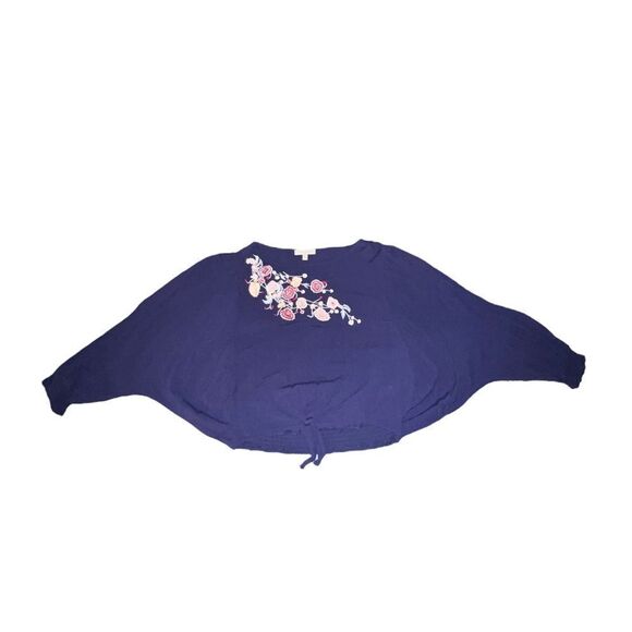 Wonderly Navy Bat Sleeve Floral Top M - Picture 4 of 7